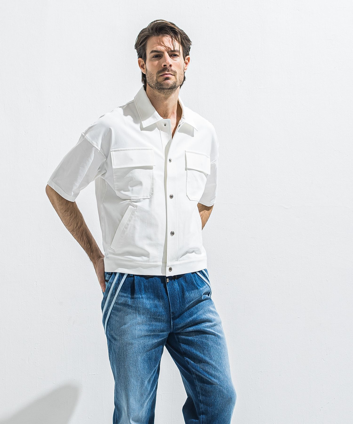 CPO HAFE SHIRTS JK / RC40-SH-003 / 半袖ナイロンCPOジャケット / ホワイト (5月上旬入荷予定)