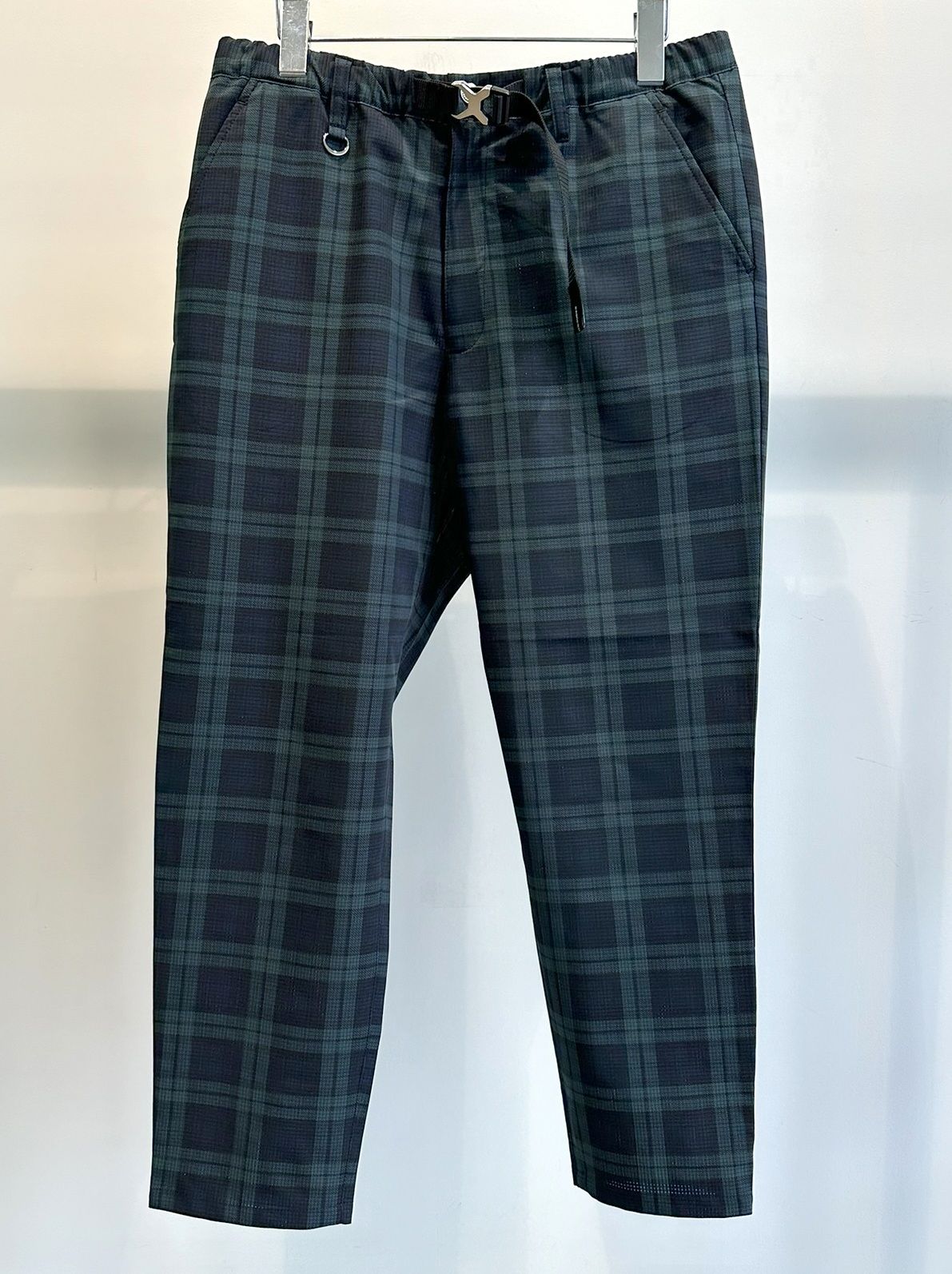 PAT WIDE EASY PANTS / RC32-ST-036 / ベルト付きテーパードワイドパンツ / グリーンチェック