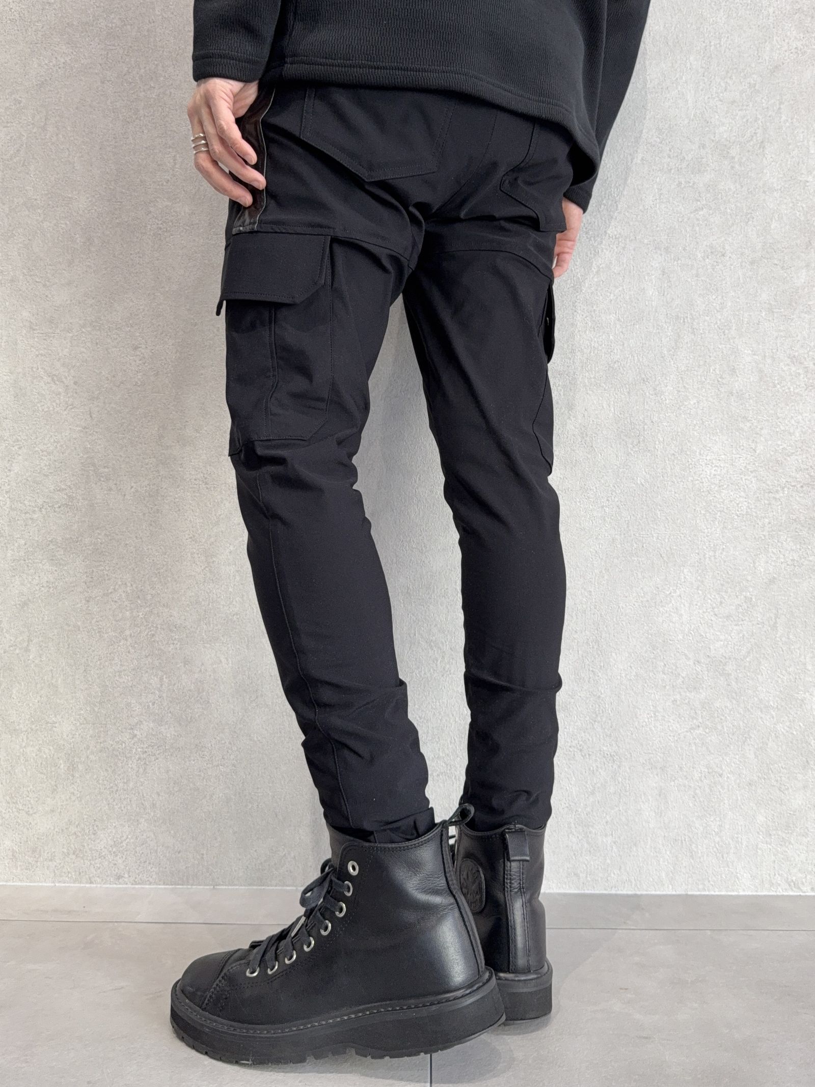 DARRELL CARGO PT / BASIC-ST-010 / レザーラインナイロンカーゴパンツ / ブラック×レザーブラック