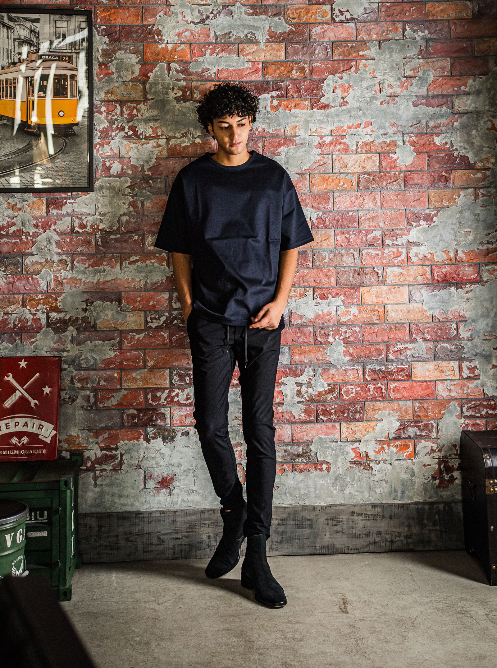 CHRIS EASY PANTS / BASIC-ST-016 / ナイロンイージーパンツ / ブラック