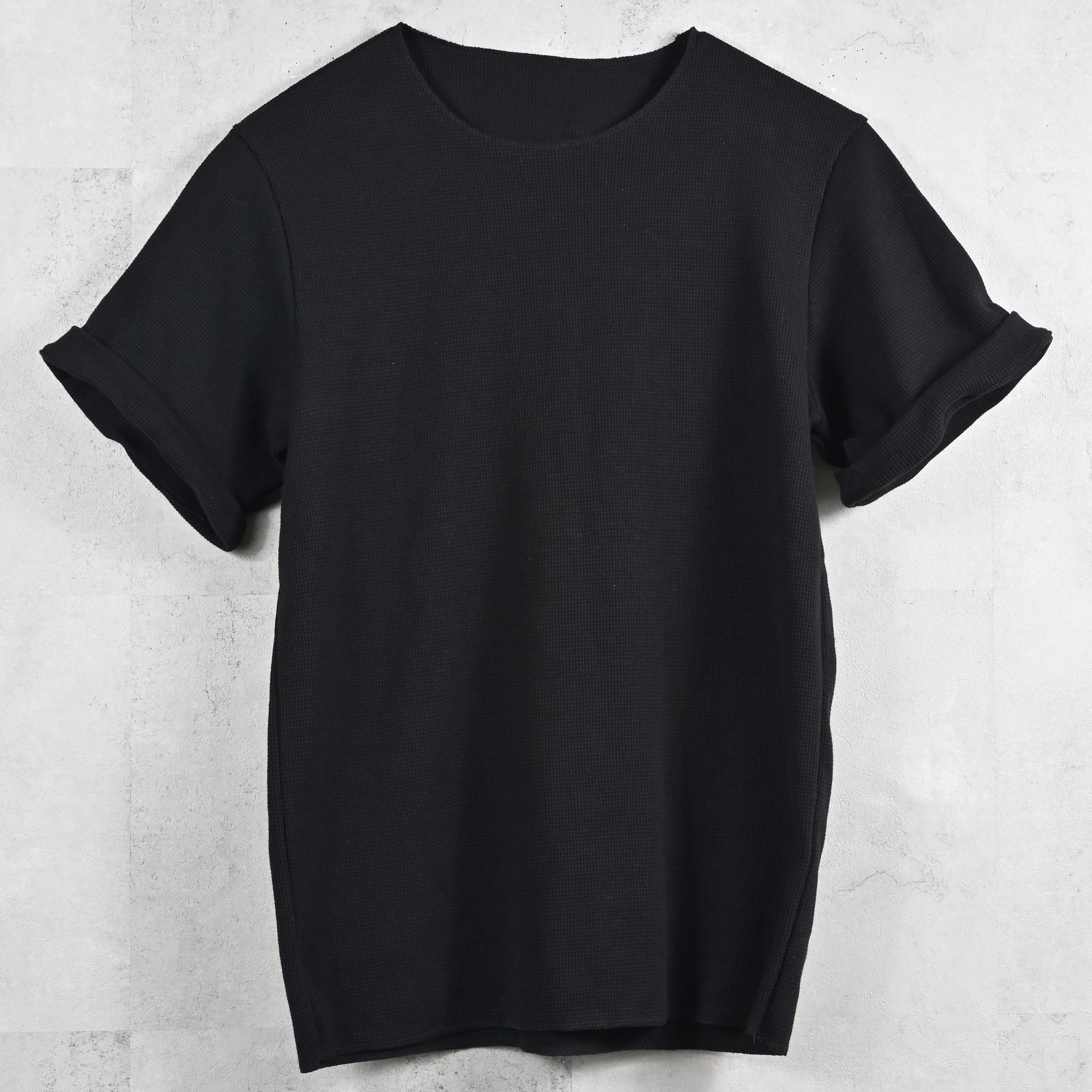 CUT OFF THERMAL TEE / RC39-T-003 / サーマルロールアップTシャツ / ブラック (3月中旬入荷予定)