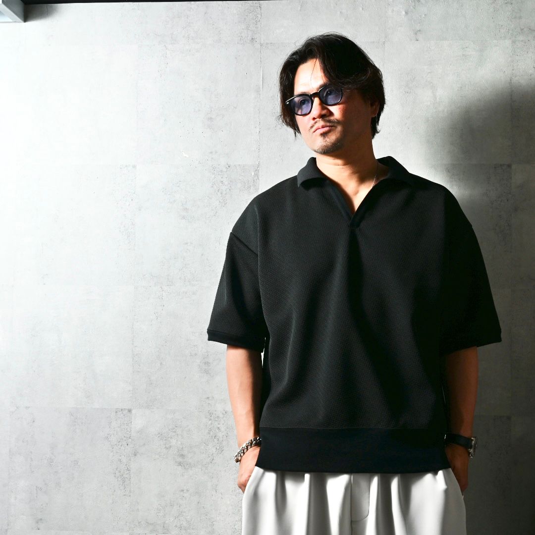 BLISTER POLO / DP1-T-005 / ブリスターニットスキッパーポロ / ブラック (4月上旬入荷予定)