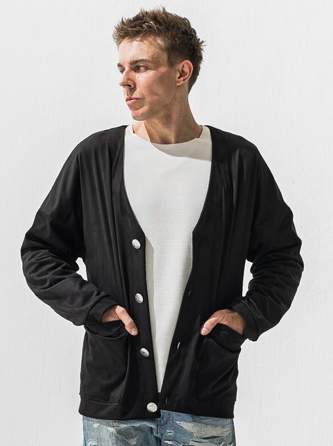 SUEDE CARDIGAN / RC42-JK-004 / スエードカーディガン / ブラック (1月上旬入荷予定)