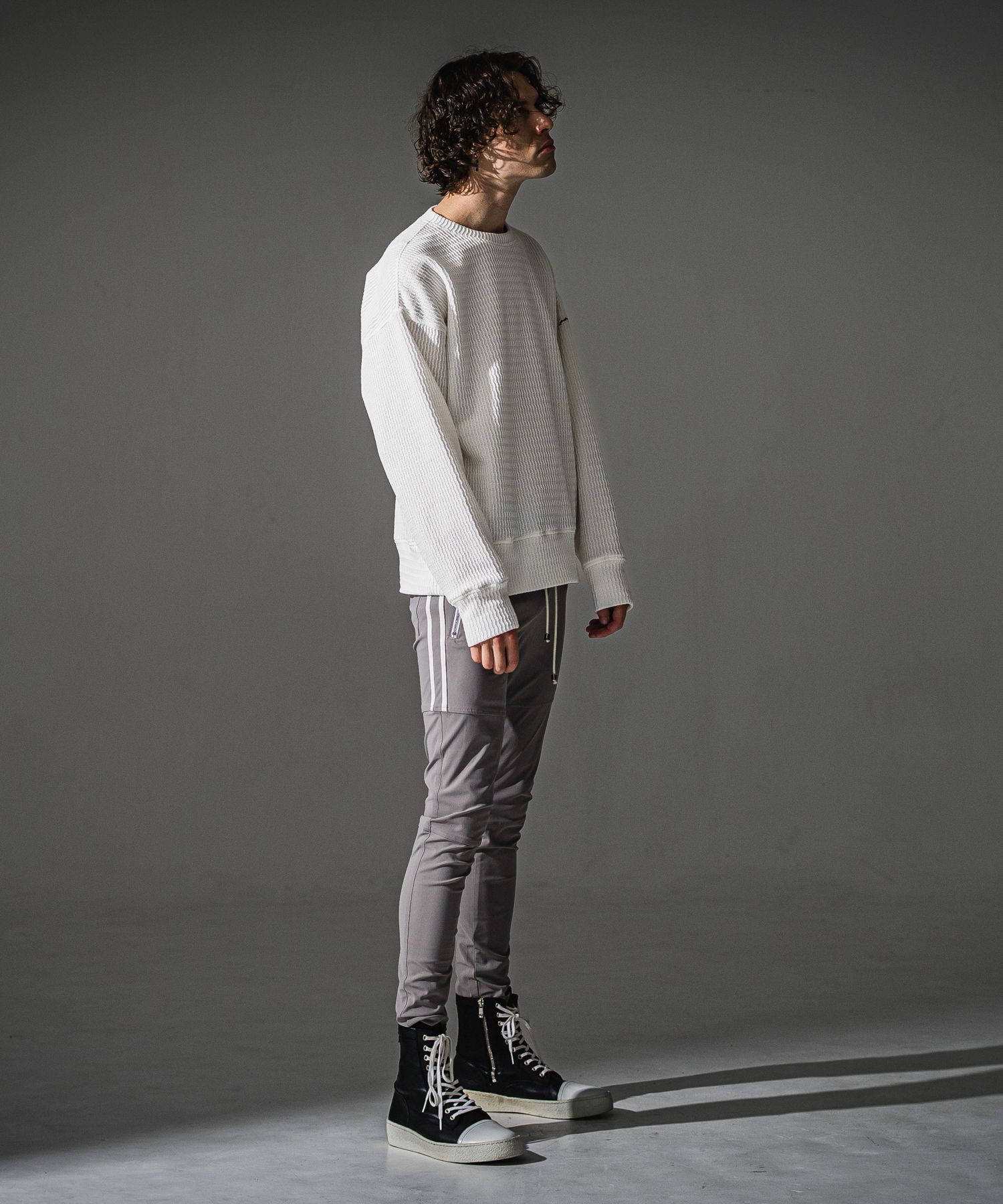 JOHNSON LINE NYLON PT / BASIC-ST-009 / ジョンソンラインナイロンパンツ / グレー×ホワイト (7月下旬入荷予定)