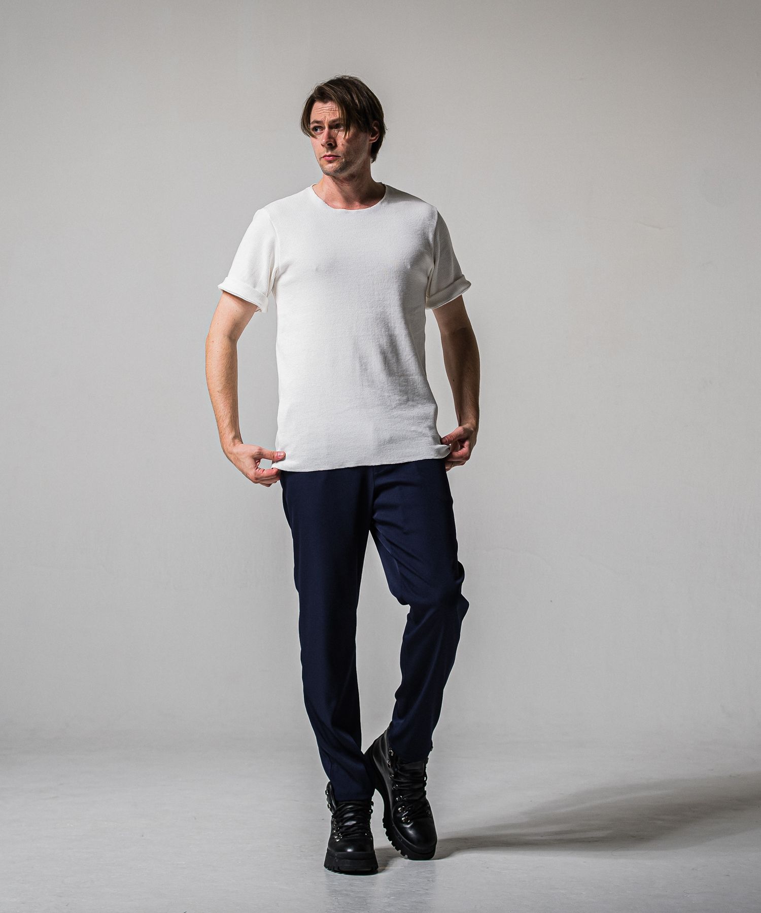 CUT OFF THERMAL TEE / RC39-T-003 / サーマルロールアップTシャツ / ホワイト (3月中旬入荷予定)