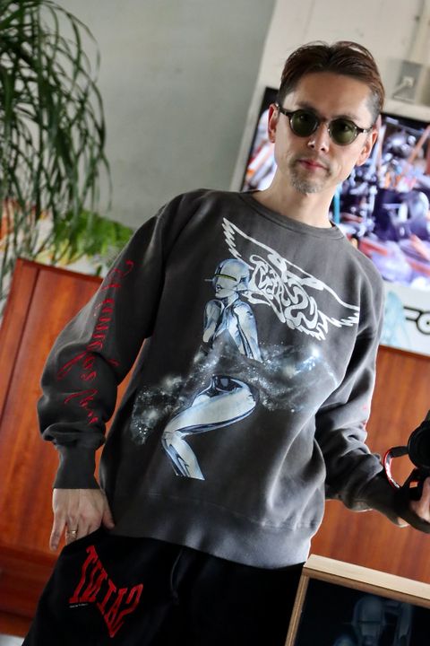 セントマイケル22SS SWEAT SHIRT SORAYAMA"BLACK".style.