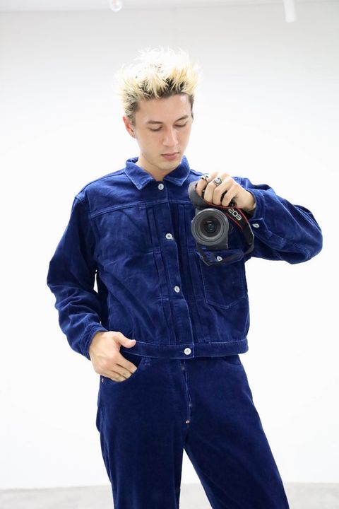 FOUNDOUR  COLOR DENIM JACKET MARK スタイル