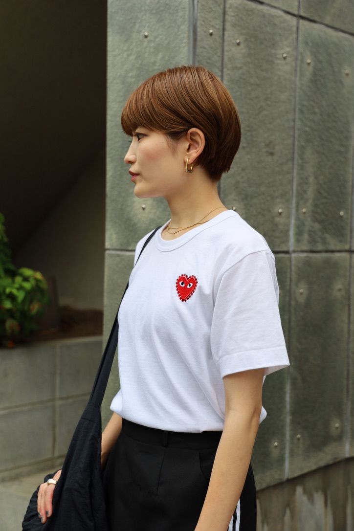 【コムデギャルソン】RHINESTONE HEART Tシャツ PLAY COMME des GARCONS - プレイコムデギャルソン RHINESTONE