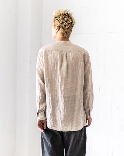 blurhms Linen Band-collar Shirt Style