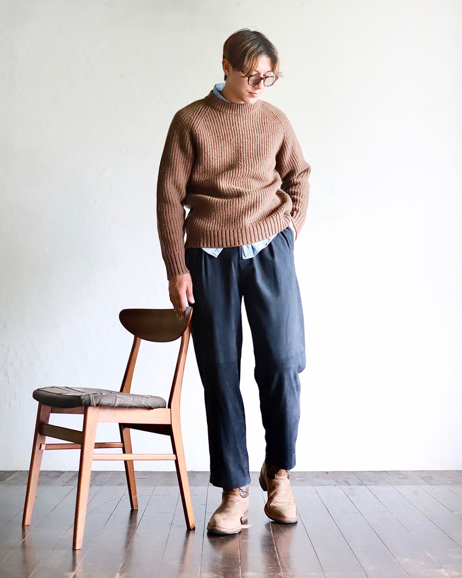 A.PRESSE - アプレッセ Suede Trousers (23AAP-04-24H)NAVY | mark