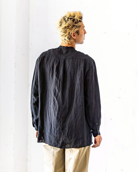 blurhms Linen Band-collar Shirt Style