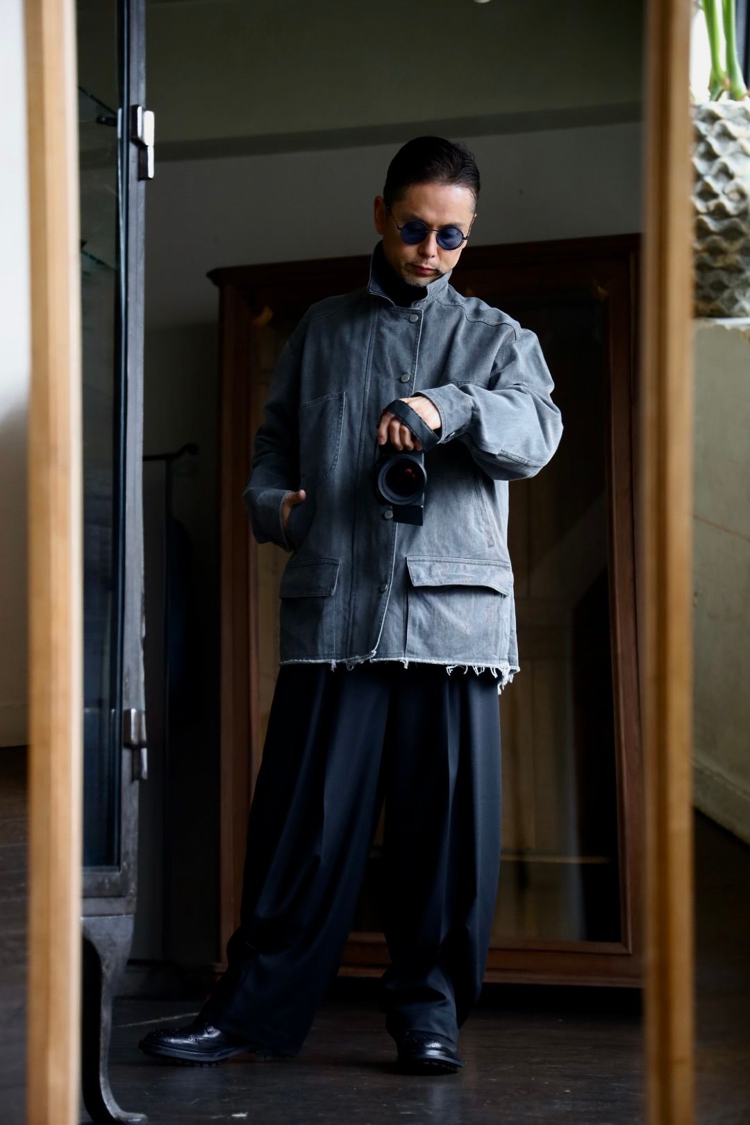 YOKE COTTON CUT-OFF COVERALL JACKET"GRAY"スタイル