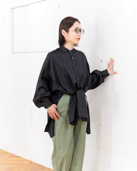 Graphpaper 25SS 新作 Silicon Poplin Deep Slit Band Collar Shirt style.2025.3.12