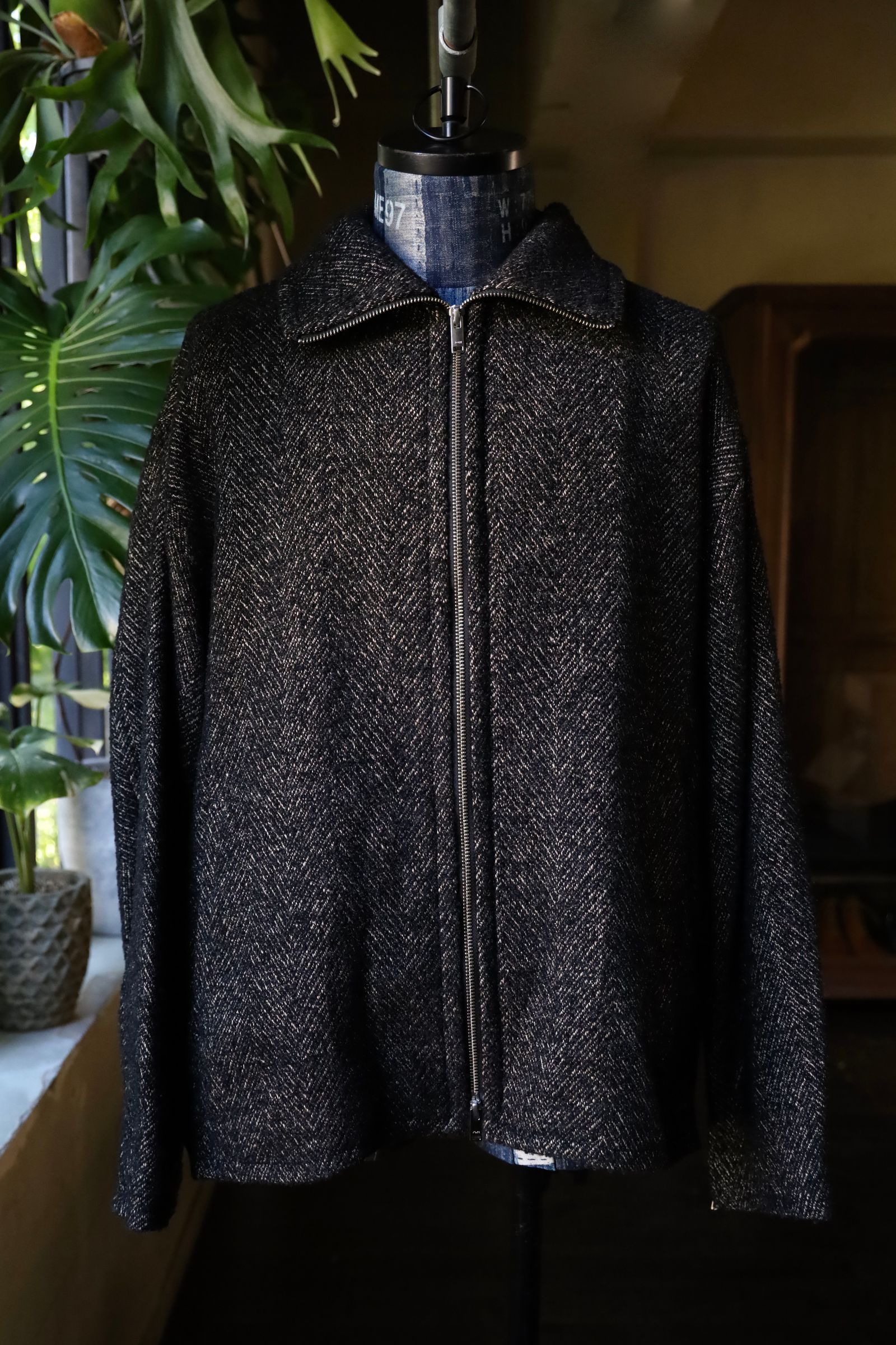 ヨーク24FW TWEED STAND COLLAR ZIP BLOUSON (YK24FW0727B)BLACK