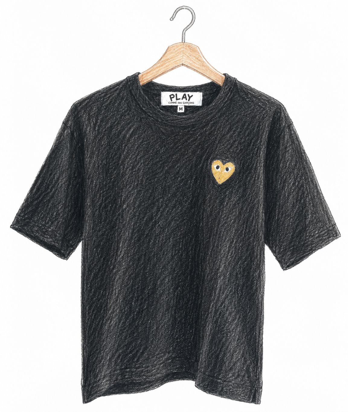 プレイコムデギャルソン ワンポイントTシャツ (BLACK×GOLD HEART)新作発売！