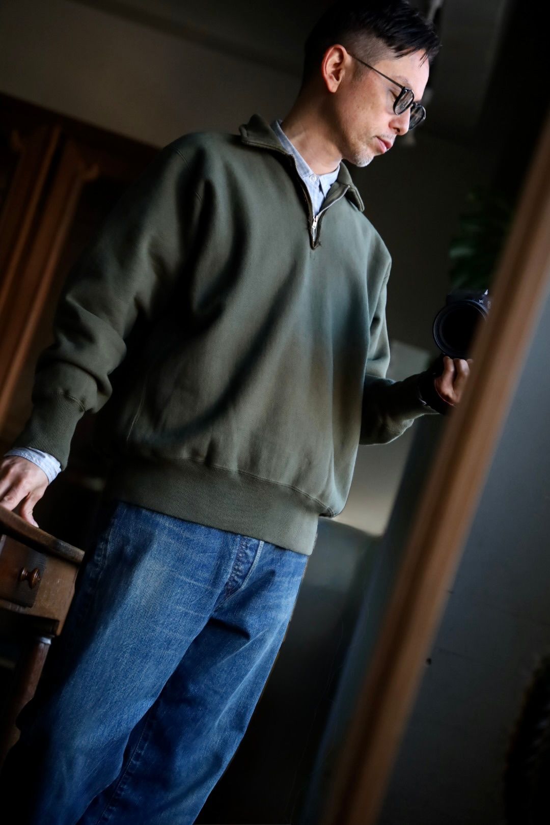 A.PRESSE - アプレッセ Vintage Half Zip Sweat Shirt(25SAP-05