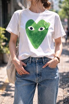 PLAYプレイコムデギャルソン グリーンハートTシャツ GREEN HEART(WHITE)