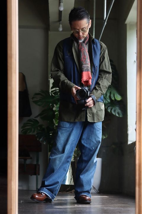 アプレッセ22AW Over Dyeing Military Shirt"OLIVE"スタイル2022.6.17.