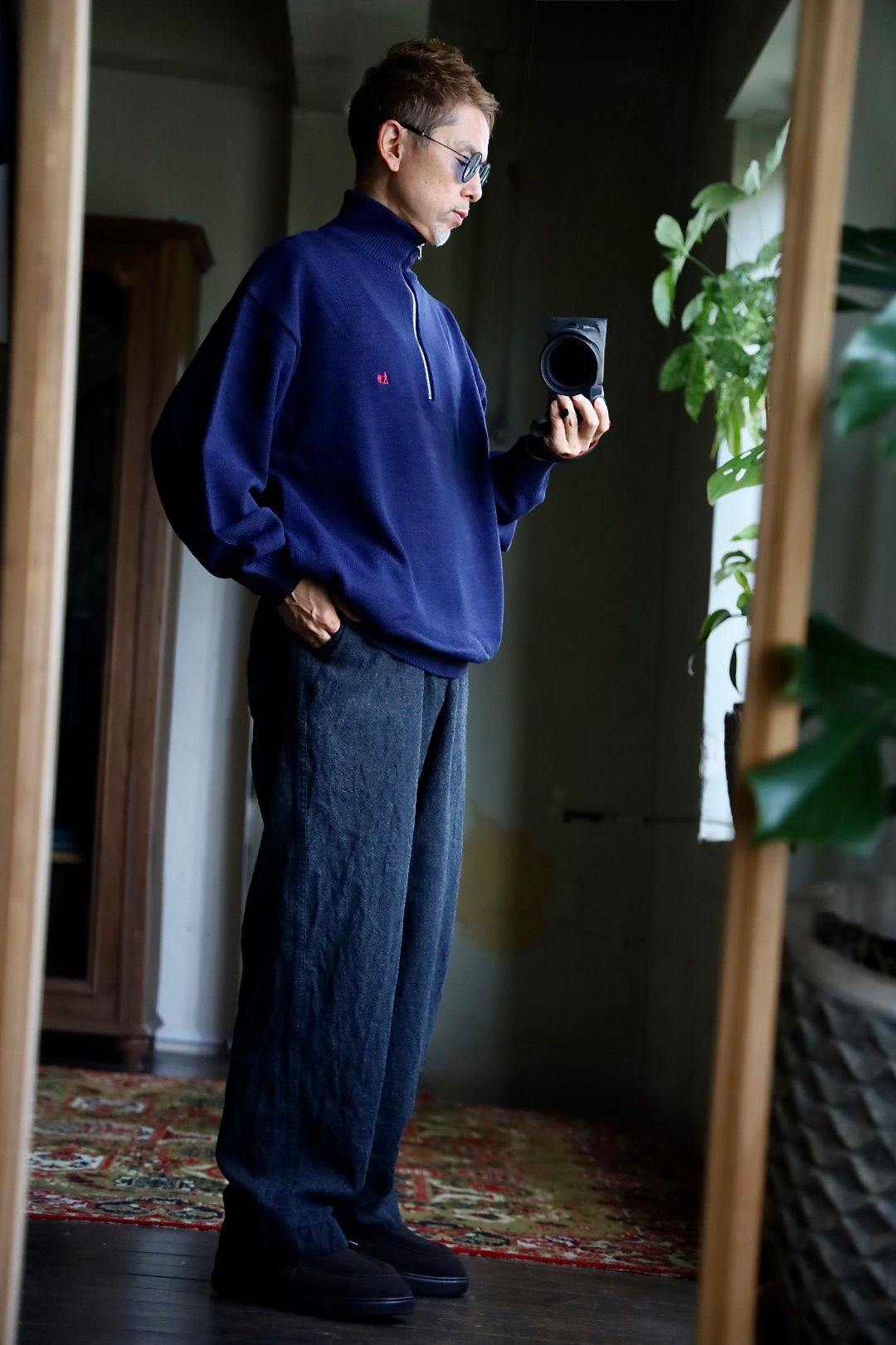 FreshService 26AW THERMAL JERSEY HARF ZIP KNIT"NAVY"スタイル