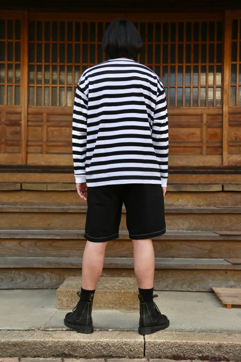 Graphpaper Border L/S Pocket Tee(GM203-70147B) style.2021.3.14.