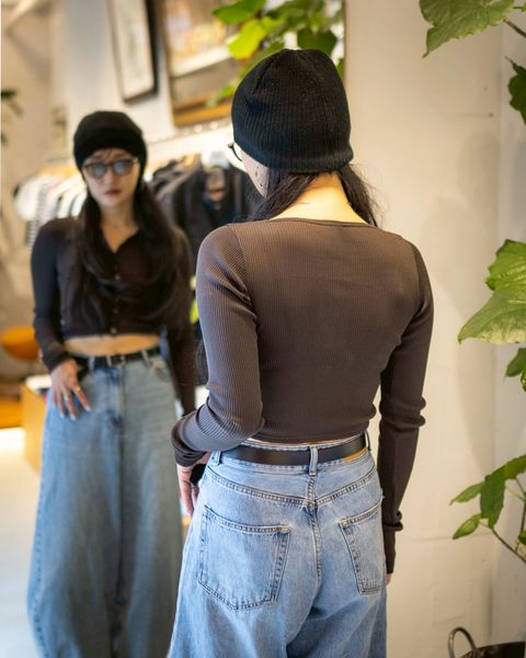 Product Twelve C/N Rib Cropped Button Up Top style.2026.5.2