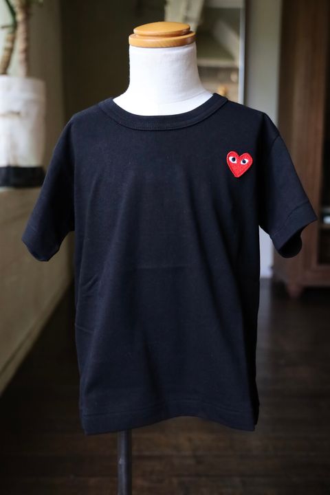 ワンポイントハートTシャツ キッズ(AX-T501-100) BLACK/REDハート*KIDSサイズ