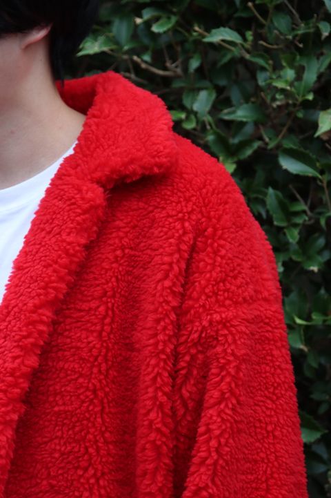 doublet HAND-PAINTED RECYCLE FUR JACKET"RED style"