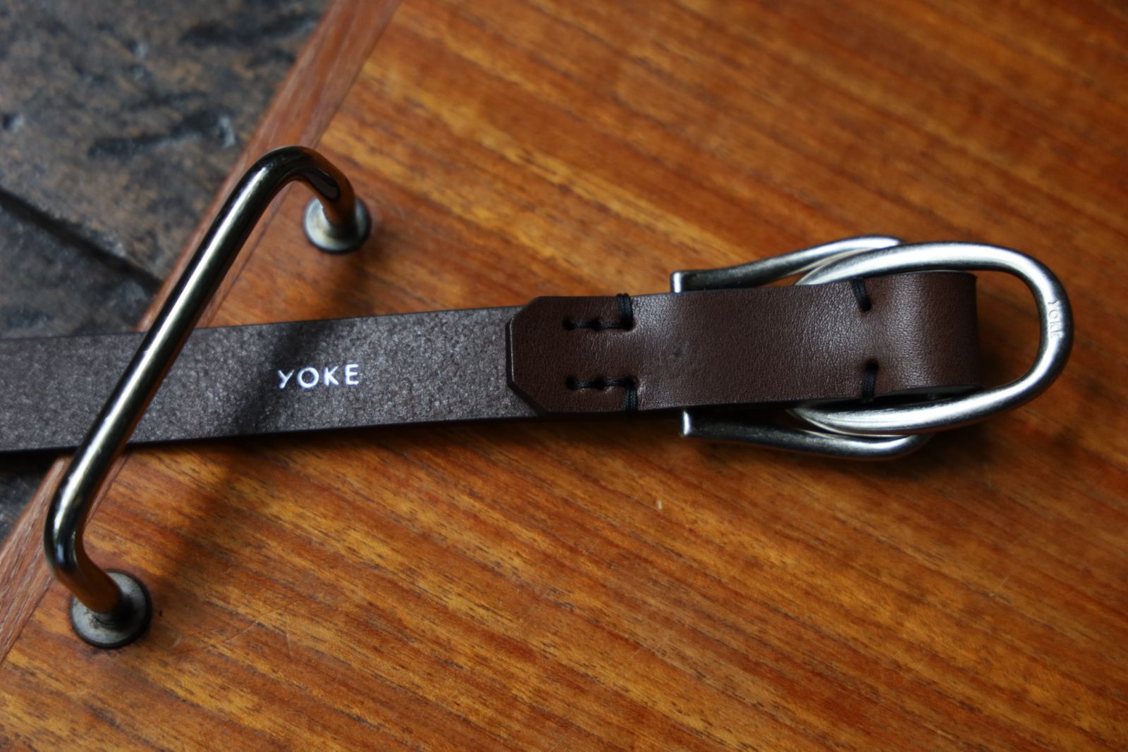 ヨーク 25FW Double Buckel Leather Belt(YK25FW01139A) DARK BROWN