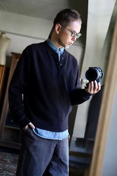 アプレッセ 2026 STYLE2 Brushed Cashmere Middle Gauge Henley Neck Sweater(26AAP-03-09)BROWN☆10月3日(土)新作発売！