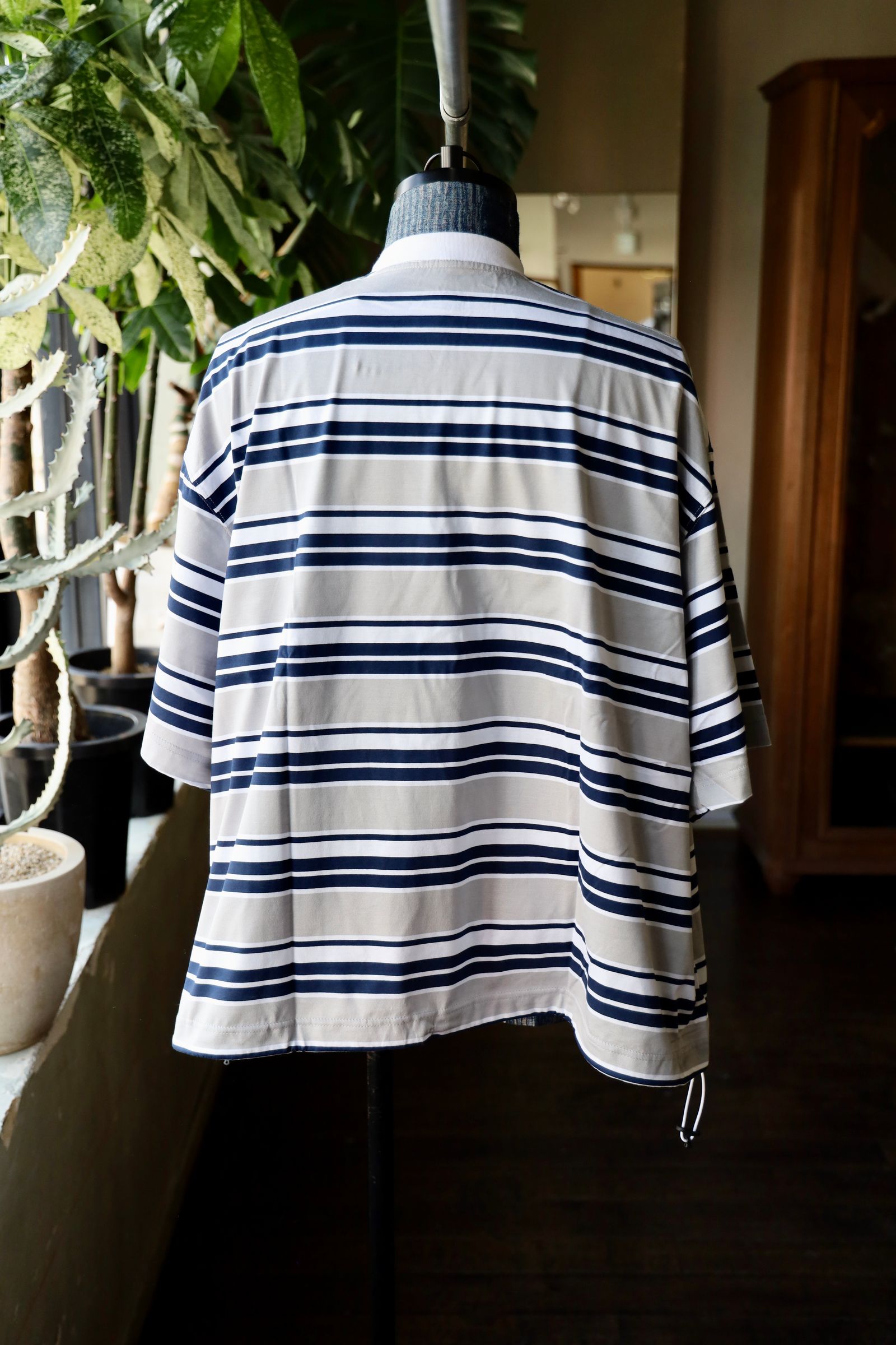 イズネス　長袖バルーンTシャツ　グレー　ボーダー　Lサイズ　美品　ドローコード is-ness (イズネス) BALLOON BORDER T-SHIRT / バルーンボーダー