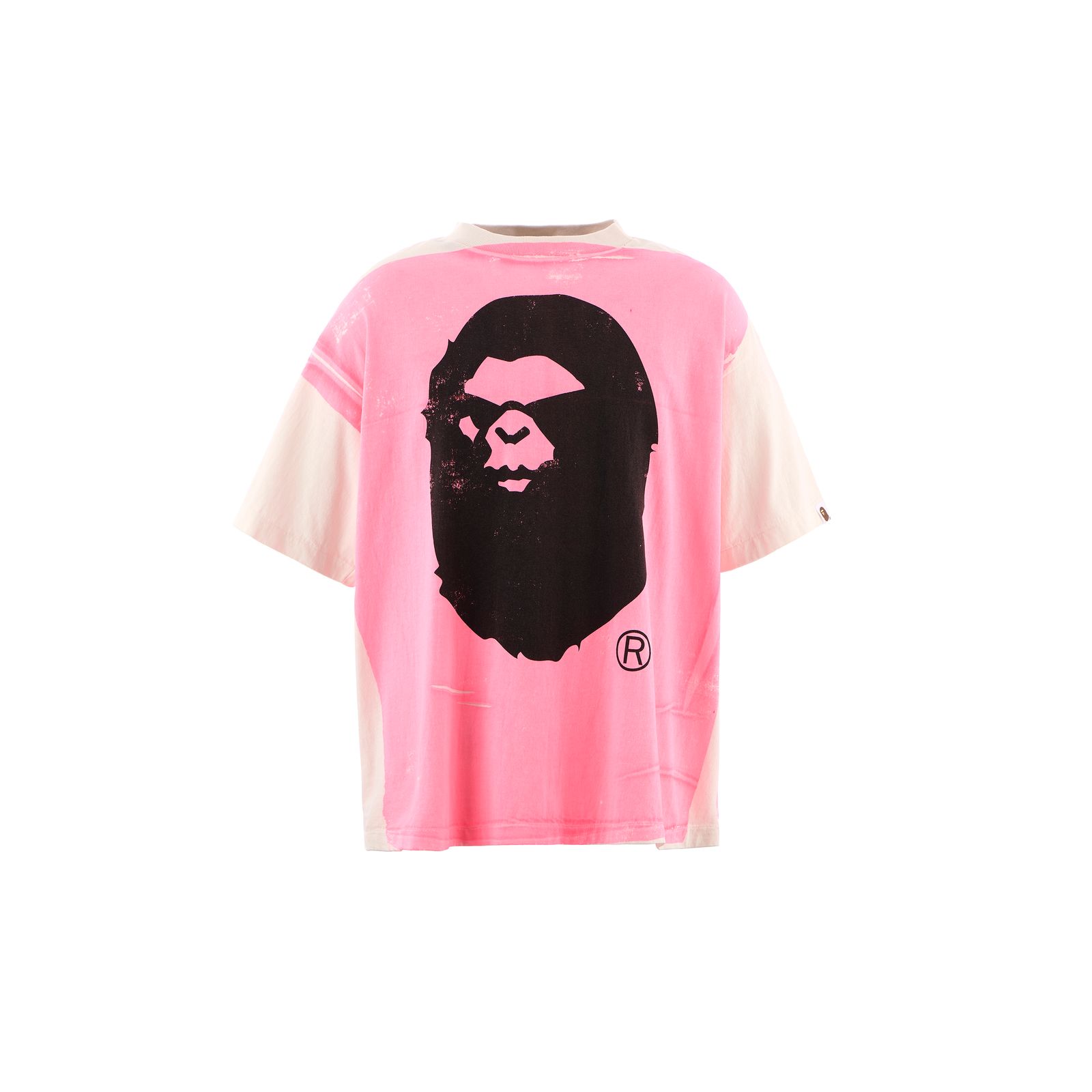 セントマイケル Tシャツ HANDPRINT BAPE_SS TEE(SM-HR1-0000-C33)WHITE×PINK