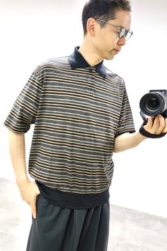 マーカ 26SS ワンボタンポロTシャツ ONE BUTTON POLO TEE S/S(M26A12CS01B)BEIGE BORDER☆新作発売！