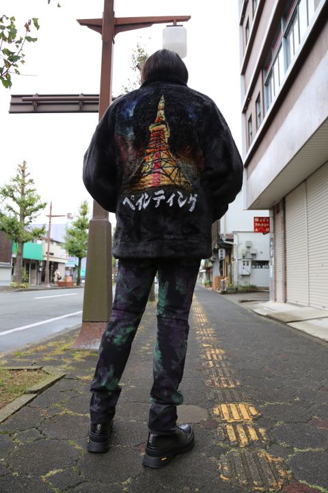 doublet HAND-PAINTED FUR JACKET"BLACK"style.2020.10.17.
