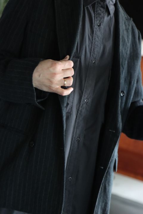 Graphpaper 22SS Garment Dyed Poplin Fatigue Shirt"C.GRAY"style.