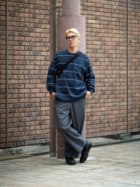 FreshService PIN BORDER L/S TEE (NAVY) MARKスタイル