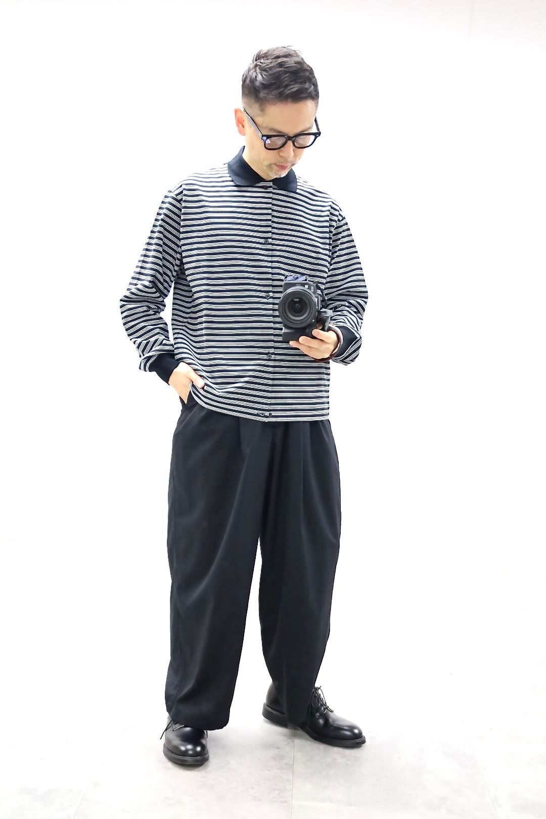 マーカ 26SS シャツカーディガン SHIRT CARDIGAN(M26A14CS01C)BLACK BORDER☆新作発売！