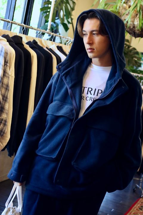 S.F.C 新作FLEECE HOODIE JACKET"NAVY"スタイル
