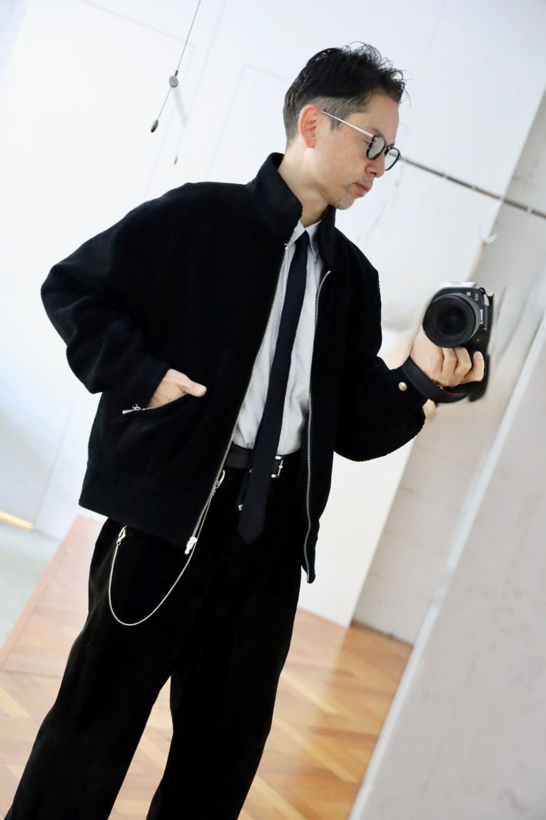 A.PRESSE Wool Corduroy Bomber Jacketスタイル