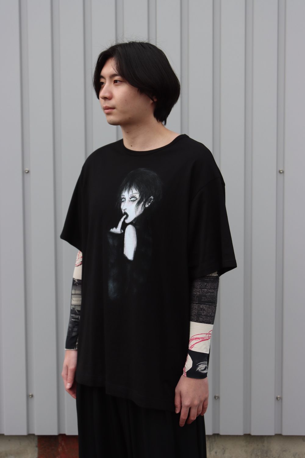 人気 YohjiYamamoto 22aw 傷だらけの女性 プリント Tシャツ Tシャツ