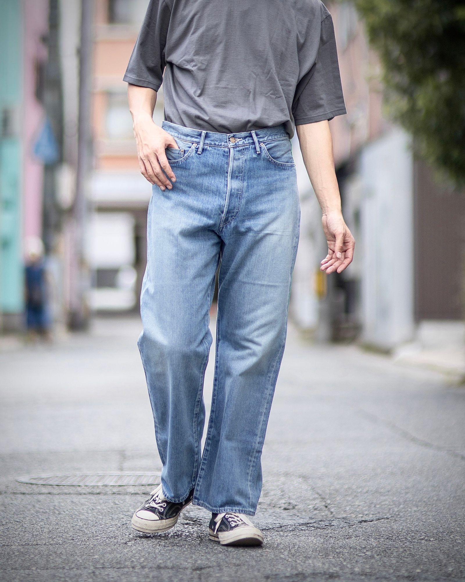 Graphpaper - グラフペーパー24AW Selvage Denim Five Pocket wide Straight  Pants(GU243-40184LB)LIGHT FADE | mark