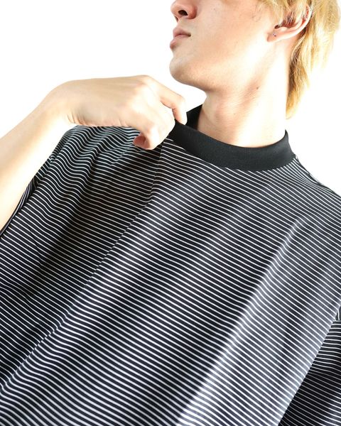 イズネス 24SS BALLOON BORDER SHORT SLEEVE T-SHIRT(Black) style 2024.4.5