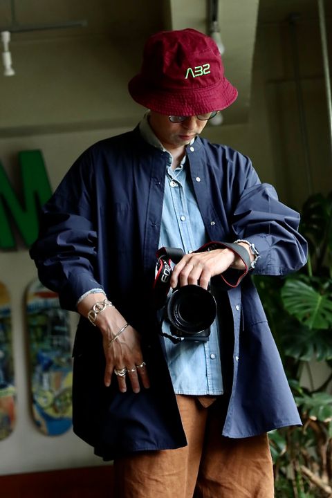 フレッシュサービス 22SS CARGO POCKET UTILITY SHIRT "NAVY"スタイル.2022.6.7.