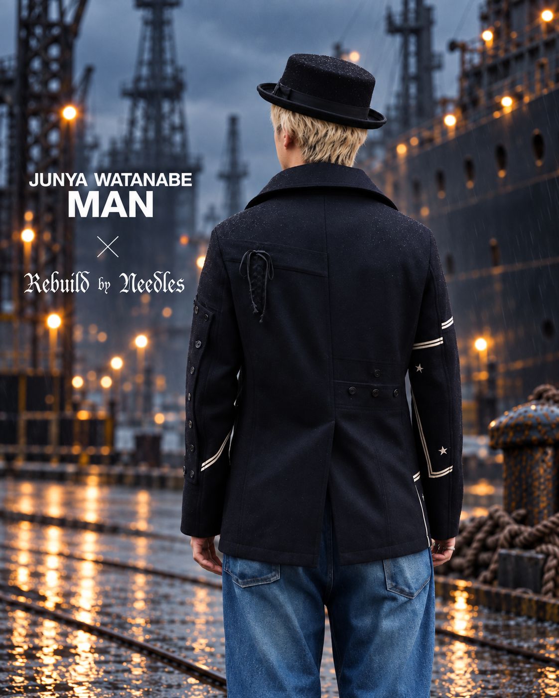 JUNYA WATANABE MAN ウールナイロンメルトン NEEDLES Wネーム Pコート  10月2日(金)新作発売！
