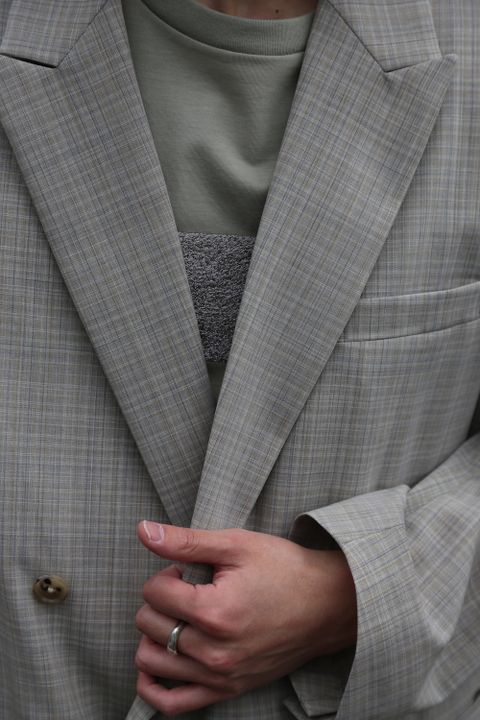 YOKE SIDE OPEN COUBLE-BREASTED JACKET(YK21SS0193J) style. 2021.04.23.