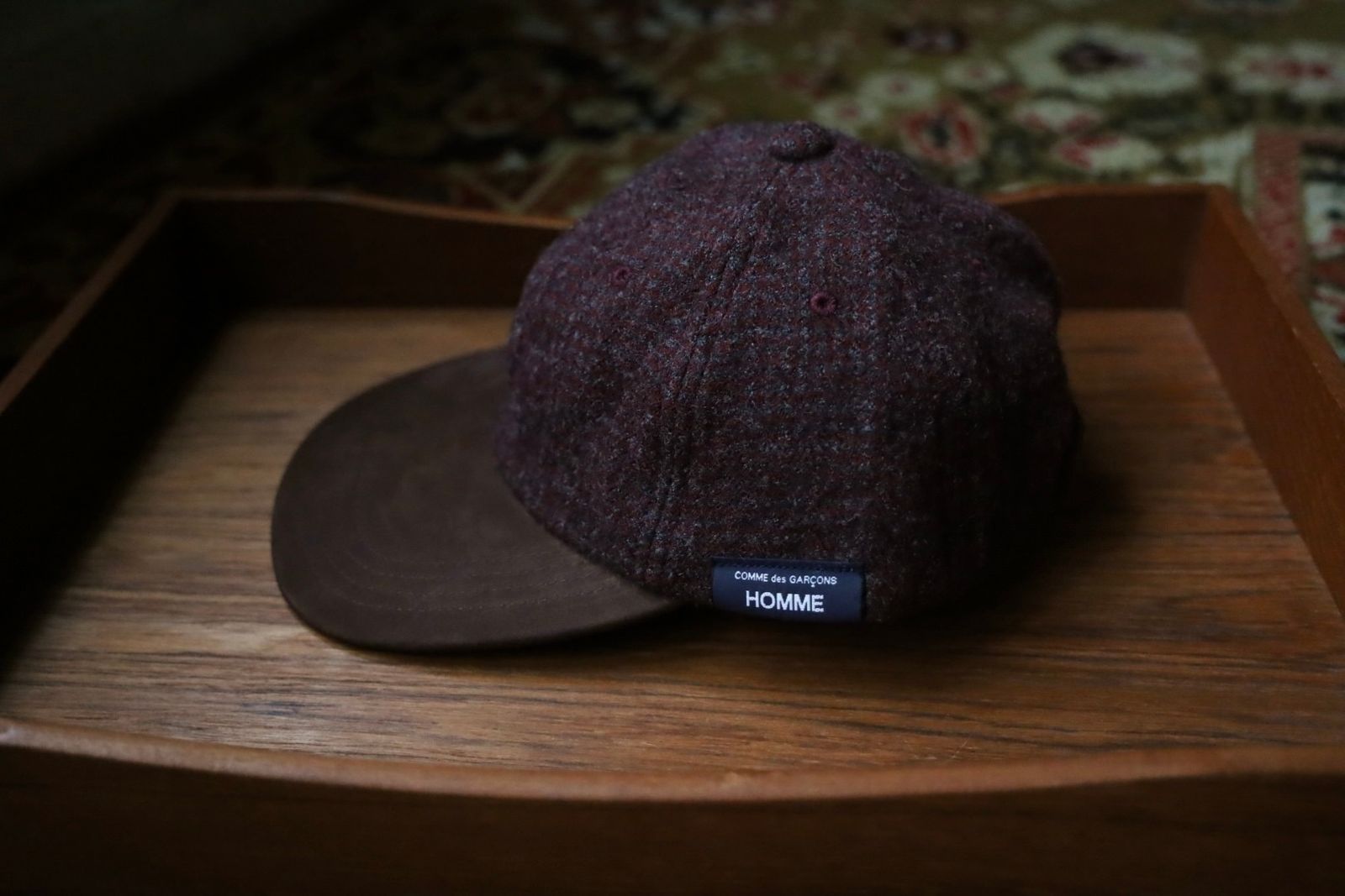 コムデギャルソンオム ウールヘリンボーンキャップ(HR-K601-051-2)BURGUNDY×BROWN☆10月2日(金)発売！