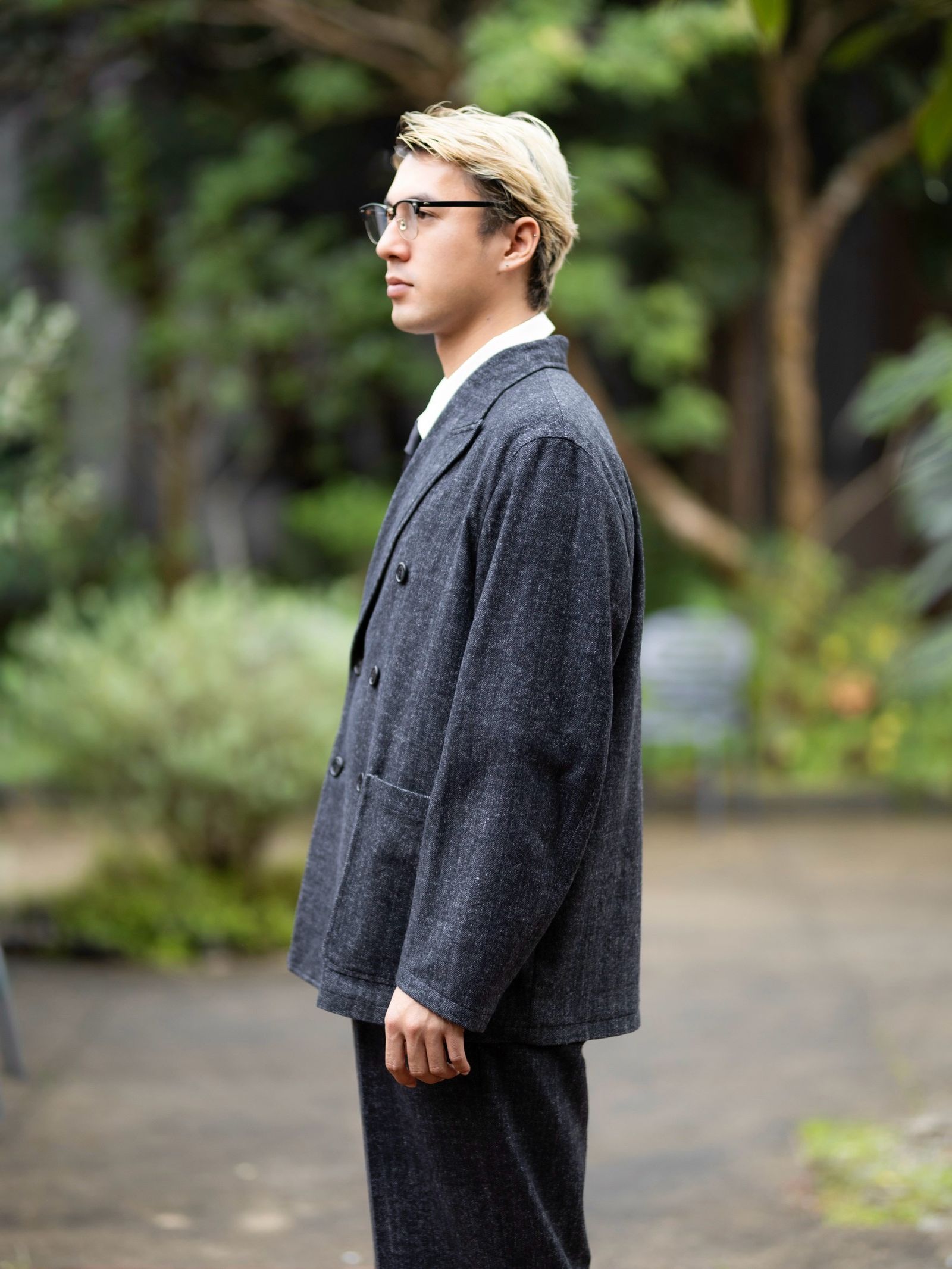 マーカ 26AW ヘビーシルクフランネル / リラックスドフィット W.B ジャケット(M26C19JK01C)HERRINGBONE☆新作発売！