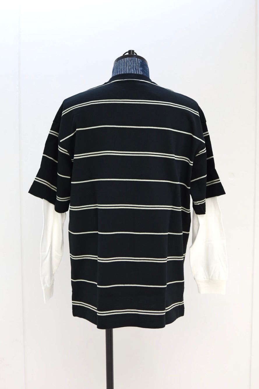 コムデギャルソンオム26SS 綿度詰天竺ボーダー×綿天竺レイヤード無地Tシャツ(HQ-T003-051)BLACK☆2月6日(金)発売