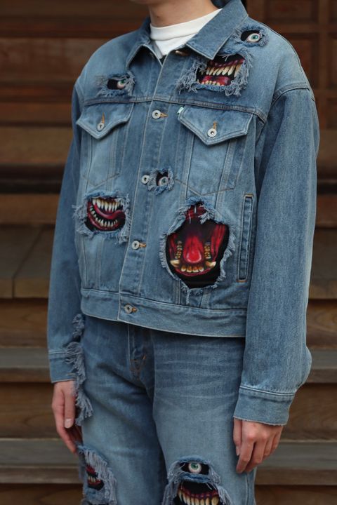 doublet RECYCLE DENIM MONSTER REPAIR JACKET(21AW11BL125) style.2021.9.20.