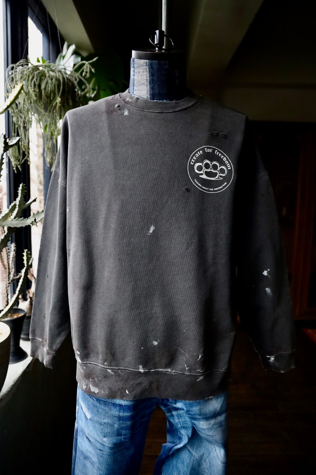 トーキングアバウト ジ アブストラクション 25SS DAMAGE CREW SWEAT (SBW-CNS-001)BLACK