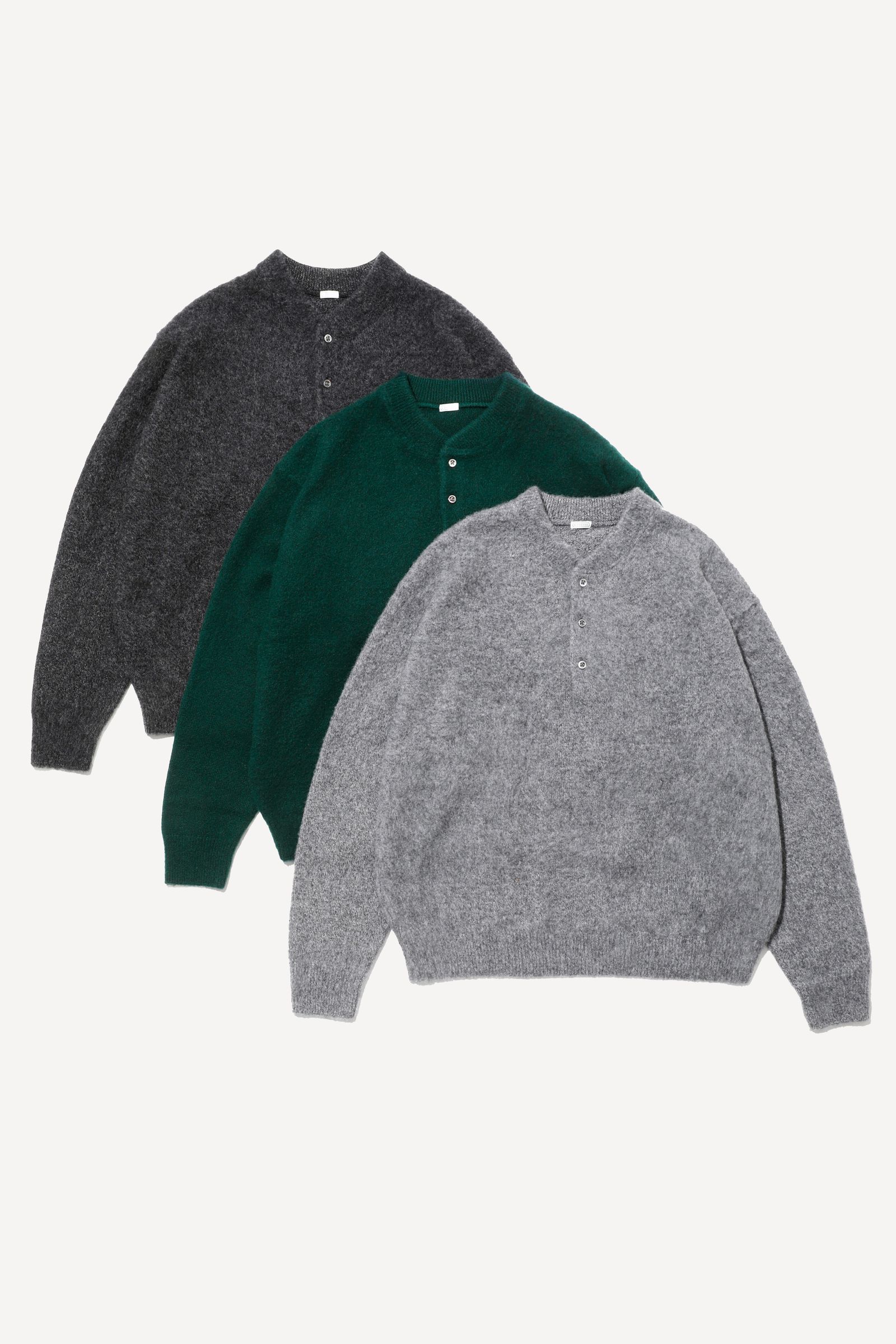 アプレッセ 2025 STYLE2 Cashmere Middle Gauge Henley Neck Sweater(25AAP-03-14)GREEN